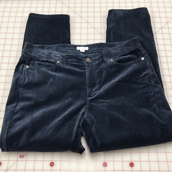 J. JILL Holiday/Office Cotton Velvet Straight Leg 5 Pocket Deep Navy Pant SZ 10P - Picture 8 of 15